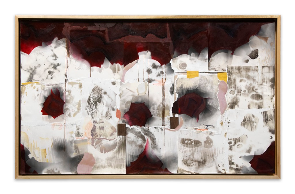 Incubate - 2024, gelatin silver paper, oils, acrylic, varnish, 32" x 52". Collaboration with Becky Holtzman.