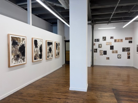 "Locus of a Gesture" installation view showing David Ondrik's "Looks Like Nothing" and the untitled collaborative project by Dakota, Daniel, and David.